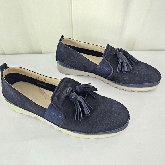 The FLEXX Jazz Navy Suede Leather Tassel Loafers Size 7.5 - Picture 3 of 12